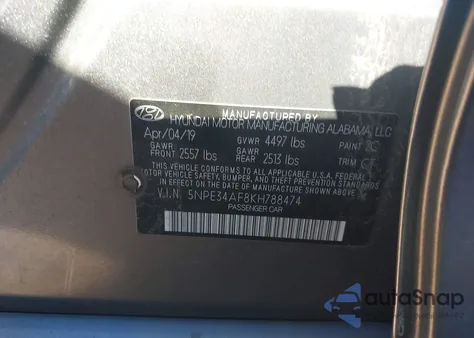 2019 Hyundai Sonata Sport from USA, damaged, VIN 5NPE34AF8KH788474